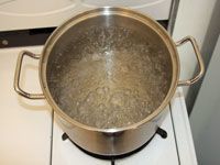 boiling pot of washing and baking soda