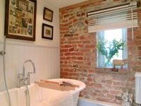 brick wall in bathroom