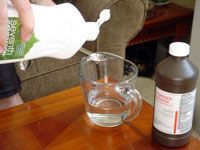 mixing hydrogen peroxide and dish soap