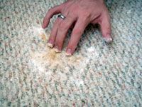 working peroxide mixture into carpet