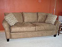 brown suede couch