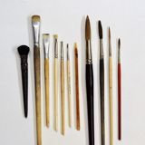laid out paintbrushes