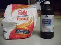 bag of flour and hydrogen peroxide