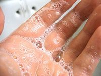 soap suds on hand