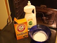 Soap baking soda, cleaning supplies