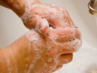 hands covered in soap suds