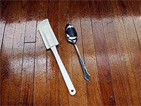 rubber scraper and metal spoon