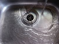 water draining from sink
